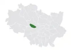 Location of the district within Wrocław