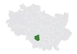 Location of the district within Wrocław