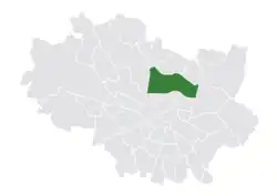 Location of the district within Wrocław