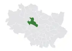 Location of the district within Wrocław