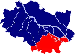 Location of Krzyki within Wrocław