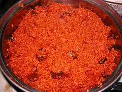 Xôi gấc, glutinous rice cooked with Gac fruit