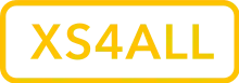 XS4ALL written in yellow letters with a yellow frame