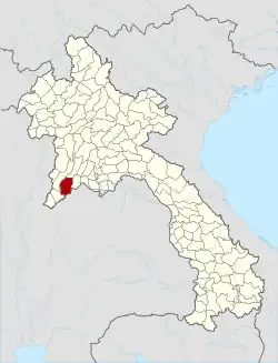 Location of Xanakharm district in Laos