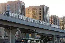 Yanfang line of the Beijing Subway passing through Yancun, 2017