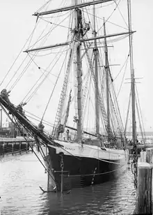 Research yacht Penola at dock