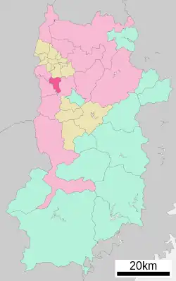 Location of Yamatotakada in Nara Prefecture