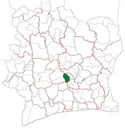 Location in Ivory Coast. Yamoussoukro Department has had these boundaries since 2009.