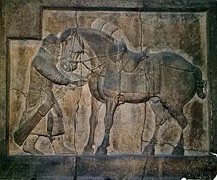 One of the reliefs of the six favourite horses of Emperor Taizong (d. 649), very likely after a drawing by Yan Liben