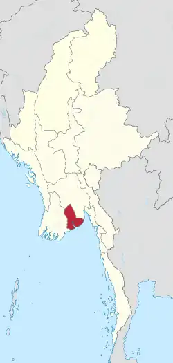 Location of Yangon Region in Myanmar