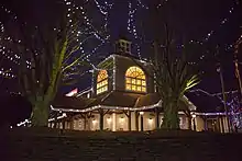 Flagship store illuminated at night