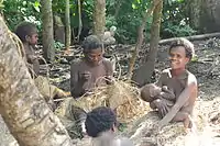 Yaohnanen women weaving and nursing their children