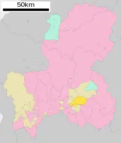 Location of Yaotsu in Gifu Prefecture