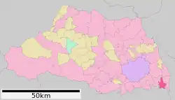 Location of Yashio in Saitama Prefecture