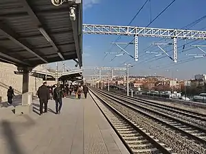 The quadruple-track section of the railway in Ankara.