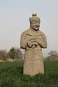 Song tomb guardian in cord and plaque armour, lamellar armour, and a mountain pattern coif