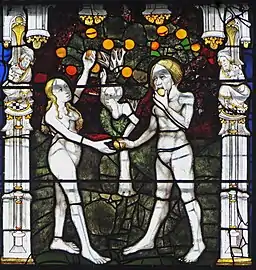 Detail from the Great East Window, "Adam and Eve, the Fall from Grace" (1405-08)