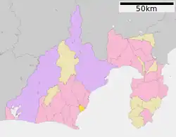 Location of Yoshida in Shizuoka Prefecture