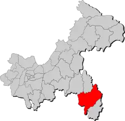 Location of Youyang County in Chongqing