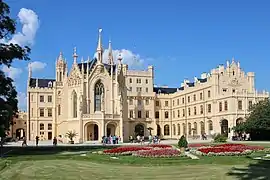 Lednice castle in neo-Gothic style