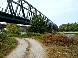 Croatian rail border in Zákány above Dráva