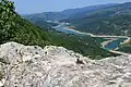 Zavoj lake (meanders of the Visocica river) seen from the Kozji kamen viewpoint.