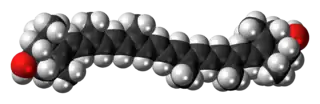 Space-filling model of the zeaxanthin molecule