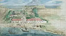 Painting of Fort Zeelandia in 1635, from The National Archives, The Hague, Netherlands