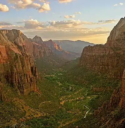 Zion Canyon as seen from the summit of Angels Landing