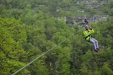 Zipline in the Yell Extreme Park