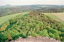 View from the Zirkelstein looking towards the Czech Republic. Left: the Rosenberg