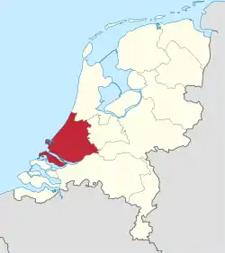 Location of South Holland in the Netherlands