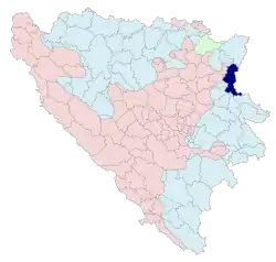 Location of Zvornik within Bosnia and Hercegovina