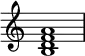 
{
\override Score.TimeSignature #'stencil = ##f
\relative c' { 
  \clef treble 
  \time 4/4
  <b d f a>1
} }
