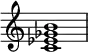  {
\override Score.TimeSignature #'stencil = ##f
\relative c' { 
  \clef treble \time 4/4
  <c es ges b>1
} }
