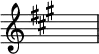   {
\override Score.TimeSignature #'stencil = ##f
\relative c' {
  \clef treble \key a \major
  s1
} }
