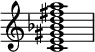 
{
    \override Score.TimeSignature #'stencil = ##f
    \relative c' {
        \time 4/4
        <c e gis bes d fis a>1
    }

}
