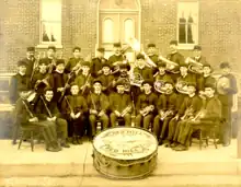 The Red Hill Band taken in front of the Lucian B. Miller cigar factory. Photo courtesy of the Schwenkfelder Library & Heritage Center.