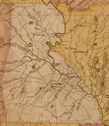 1833 Map of Rowan County showing the South Yadkin River and tributaries