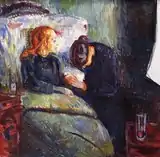 Edvard Munch, The Sick Child, 1907. 3rd in the series. Oil on canvas, 118 cm (46 in) x 120 cm (47 in). Thiel Gallery, Stockholm.