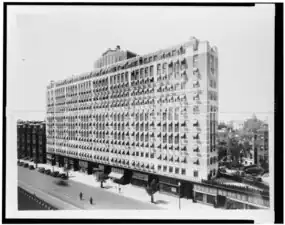 Originally erected as an apartment building, the Dupont Circle Building was designed in the art deco style by Mesrobian in 1931.