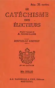 Cover of a book titled Le catéchisme des électeurs