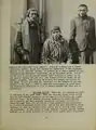 Picture of three liberated inmates, two wearing the black and white striped concentration camp inmate clothing, p. 13