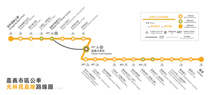 臺灣好行光林我嘉線（黃線）路線圖