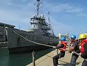 在澎湖馬公入塢的大台軍艦