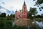 Red castle, pond in front