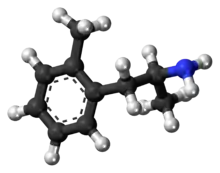 Ball-and-stick model of the 2-methylamphetamine molecule