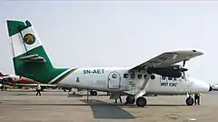 Twin engine passenger aircraft on the ground