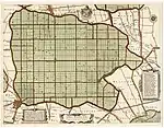 Historical map of the polder with clearly seen rectangular grid