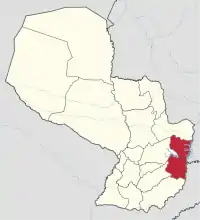 Map of Paraguay highlighting the department